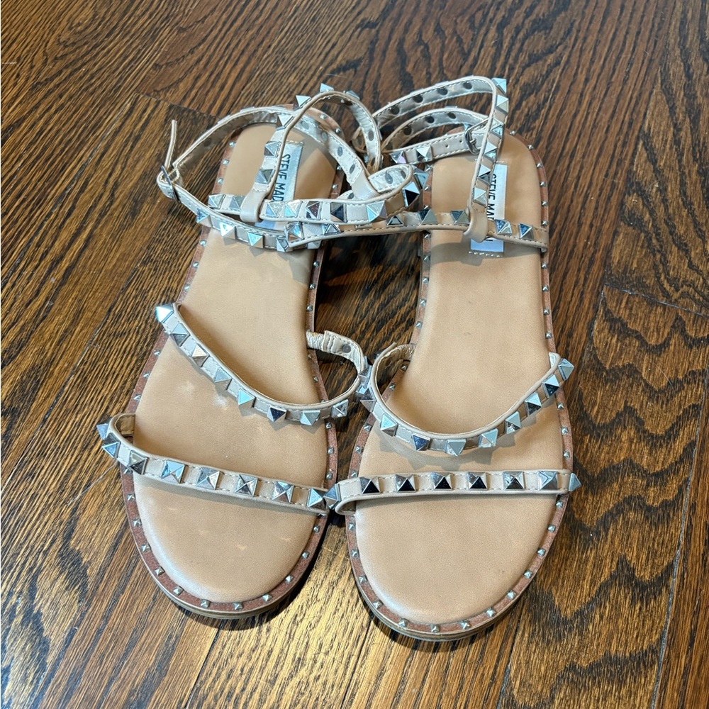 Steve Madden Beige Studded Sandals